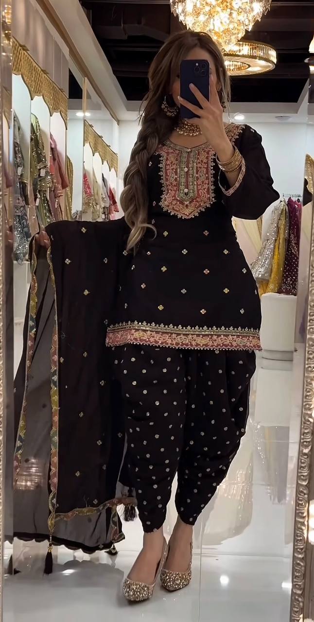 Deep Onyx Embroidered Festive Suit
